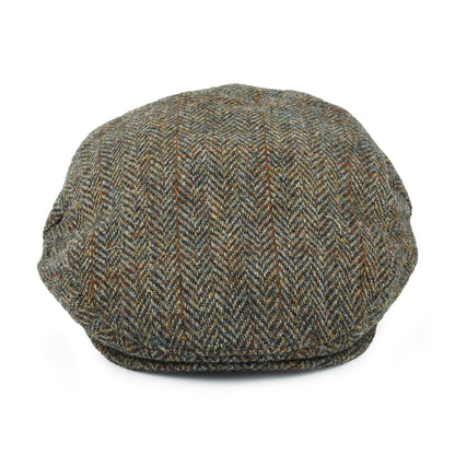Casquette Plate en HARRIS TWEED à Chevrons Lundale olive-marron JAXON & JAMES