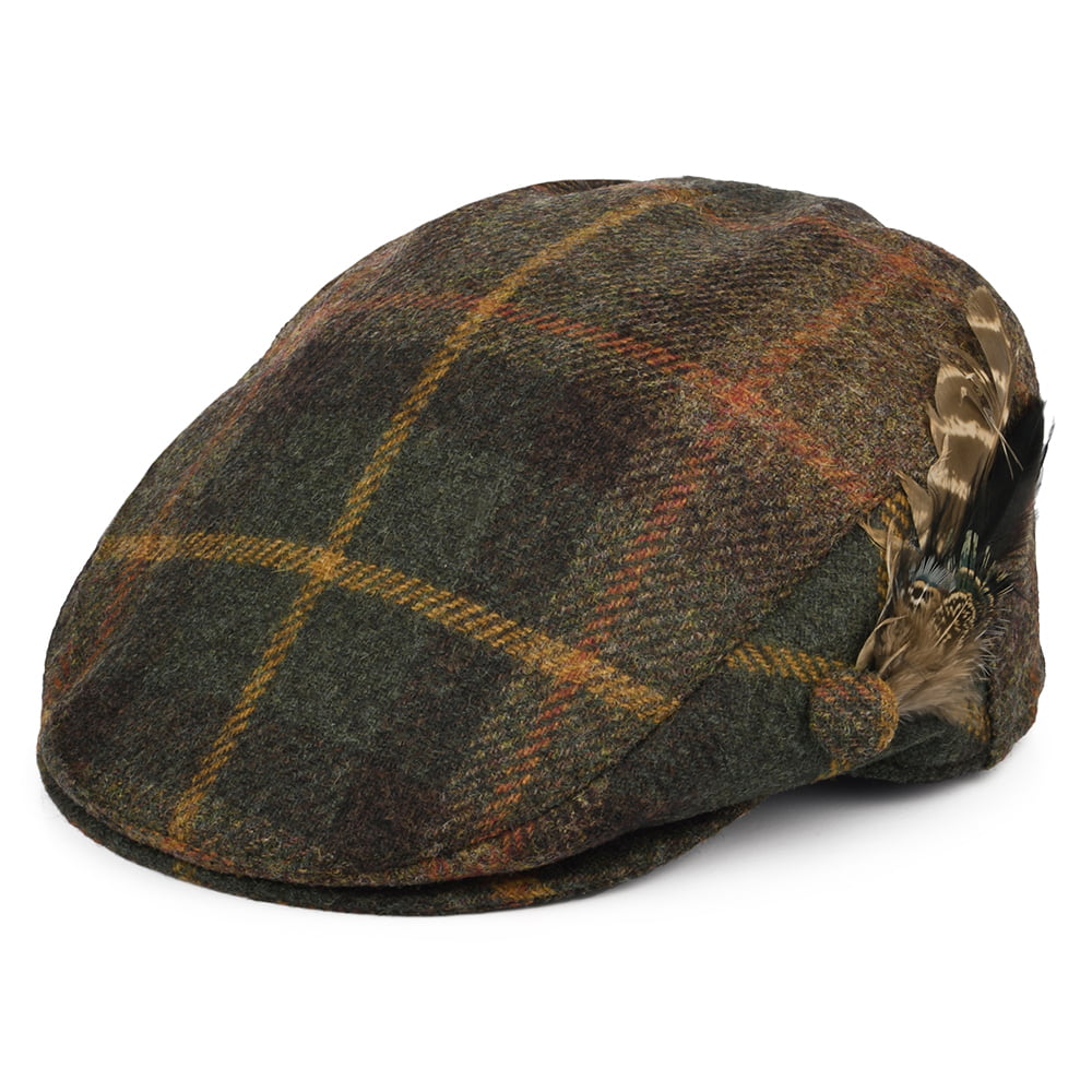 Casquette Plate en Laine Britannique Tartan Plume vert-multi FAILSWORTH