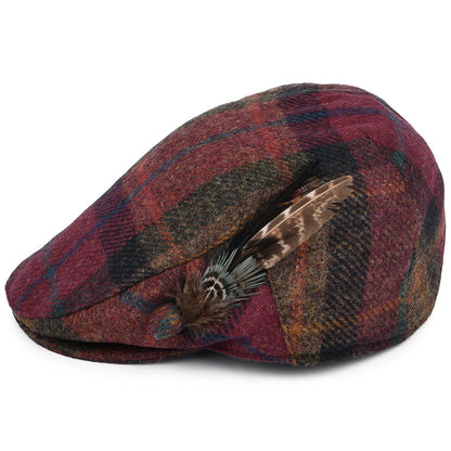 Casquette Plate en Laine Britannique Tartan Plume rose multi FAILSWORTH