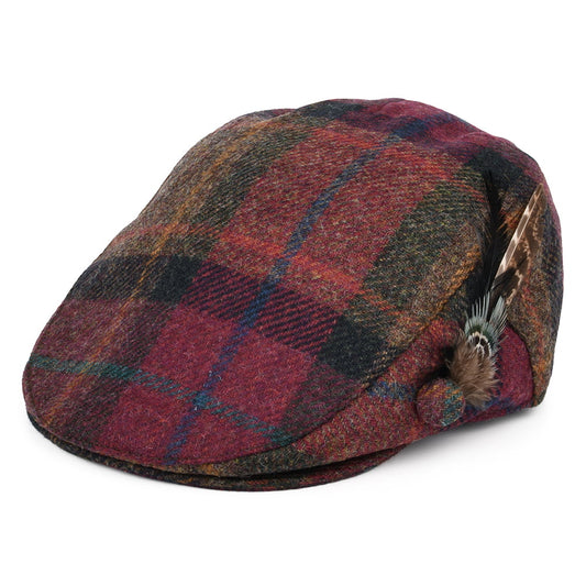 Casquette Plate en Laine Britannique Tartan Plume rose multi FAILSWORTH