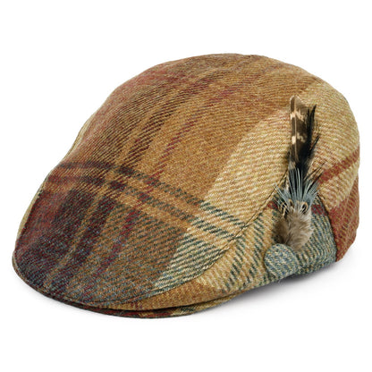 Casquette Plate en Laine Britannique Tartan Plume moutarde-multi FAILSWORTH