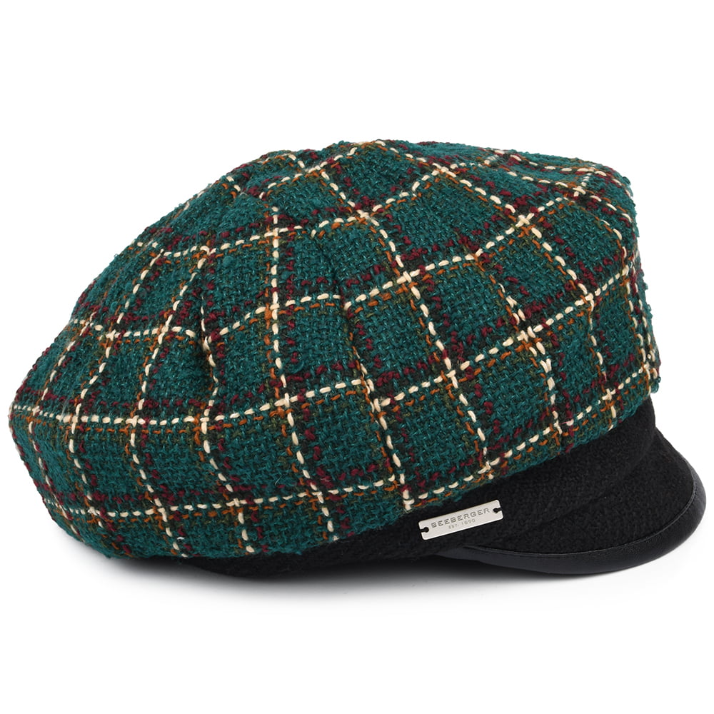 Casquette Gavroche à Carreaux pétrole-noir SEEBERGER