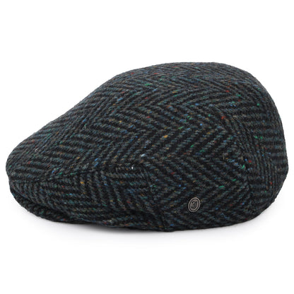 Casquette Plate en Tweed du Donegal Stravalley mélange de bleus JAXON & JAMES