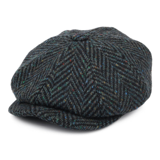Casquette Gavroche en Tweed du Donegal Glendowan bleu mélangé JAXON & JAMES