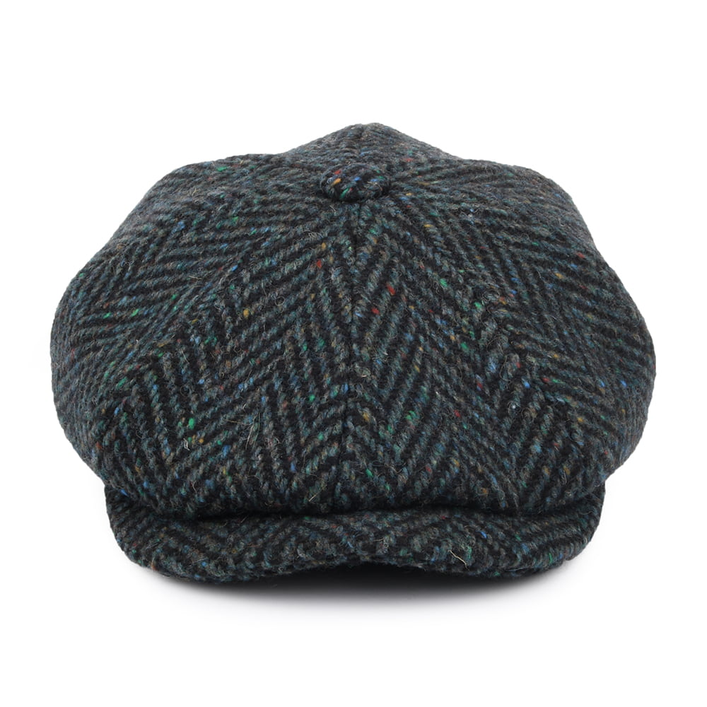 Casquette Gavroche en Tweed du Donegal Glendowan bleu mélangé JAXON & JAMES