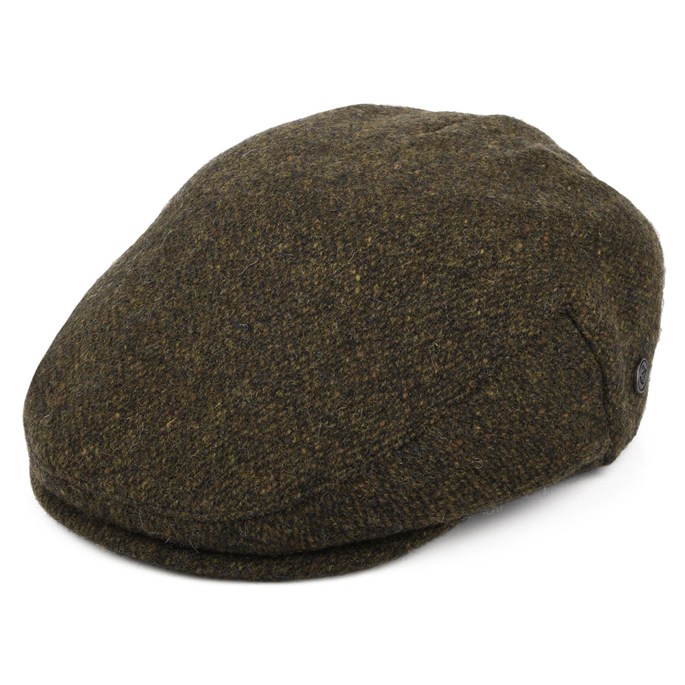 Casquette Plate en Tweed du Donegal Arranmore mousse-marron JAXON & JAMES