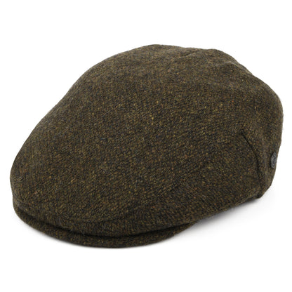 Casquette Plate en Tweed du Donegal Arranmore mousse-marron JAXON & JAMES