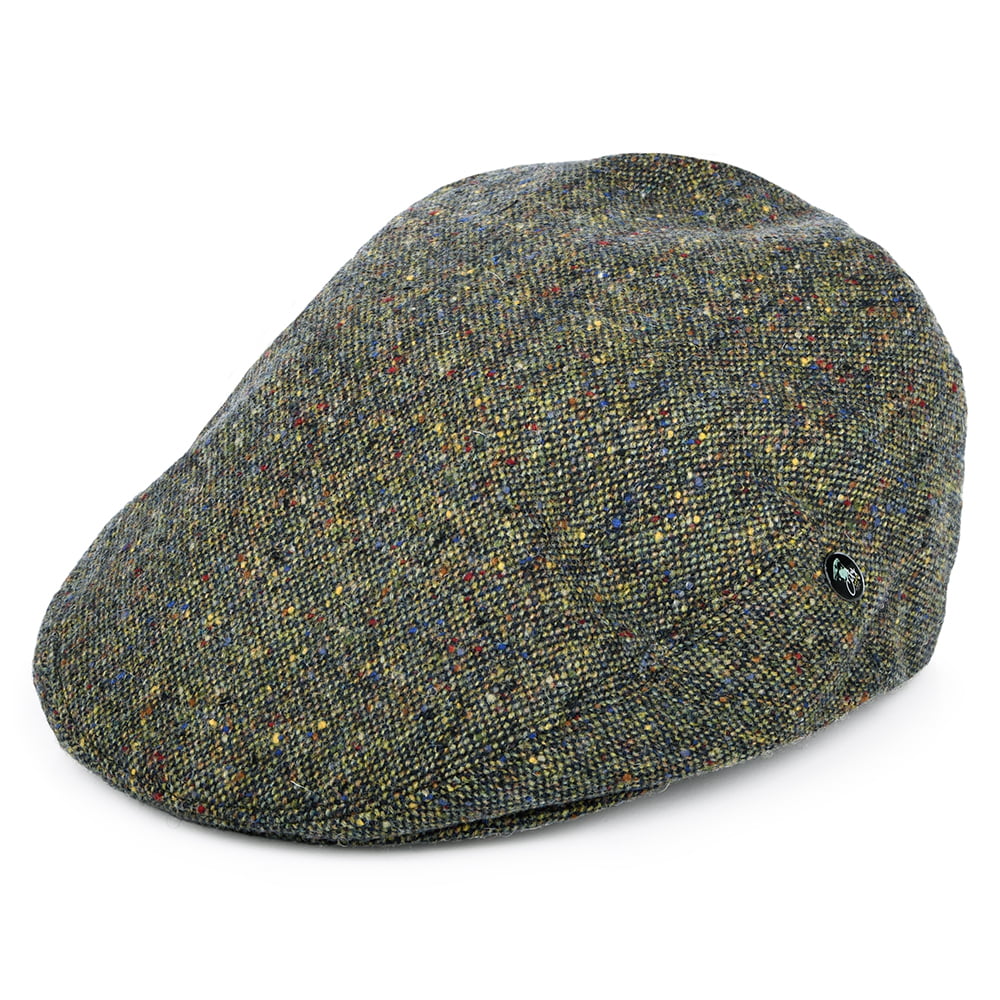Casquette Plate en Tweed du Donegal Chiné vert CITY SPORT