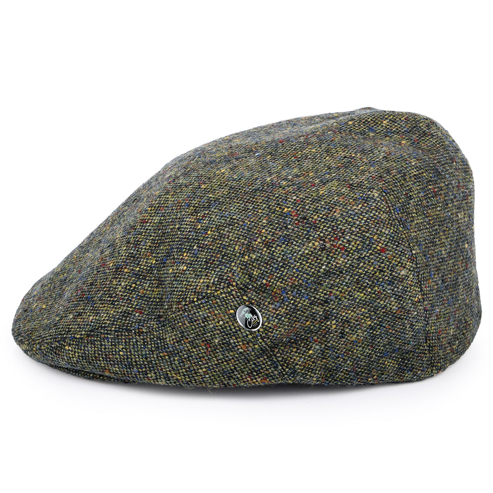Casquette Plate en Tweed du Donegal Chiné vert CITY SPORT