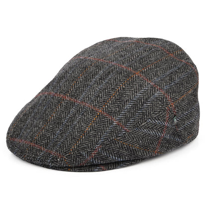 Casquette Plate en Laine Vierge à Carreaux et Chevrons panaché de gris CITY SPORT