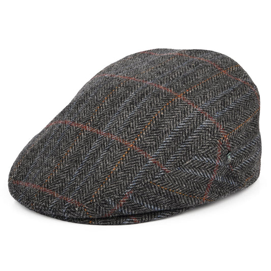 Casquette Plate en Laine Vierge à Carreaux et Chevrons panaché de gris CITY SPORT