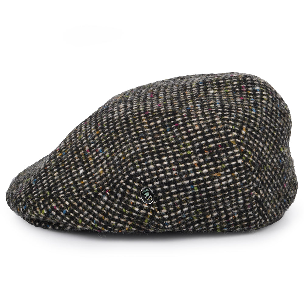 Casquette Plate en Tweed du Donegal Moucheté noir-beige sable-multi CITY SPORT