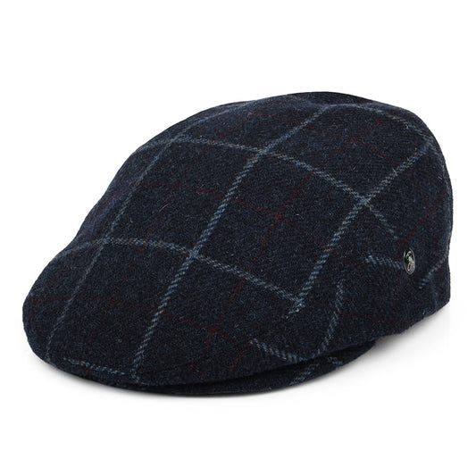 Casquette Plate en Laine Vierge à Carreaux bleu marine CITY SPORT OLD