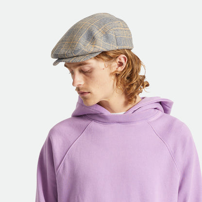 Casquette Plate à Carreaux Hooligan beige sable-gris BRIXTON