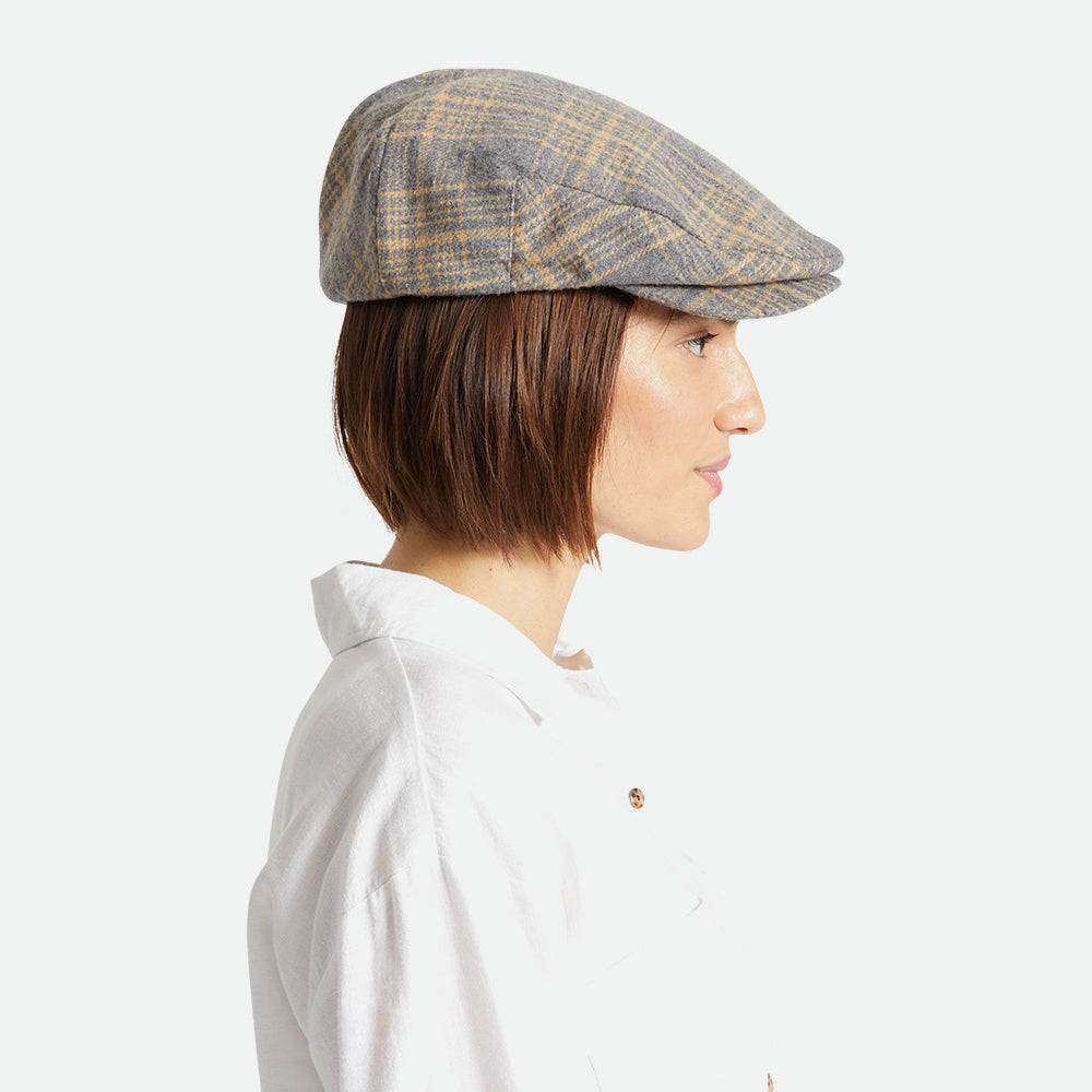 Casquette Plate à Carreaux Hooligan beige sable-gris BRIXTON