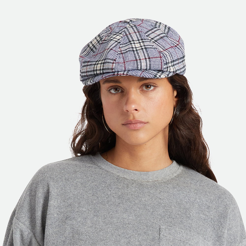 Casquette Gavroche à Carreaux Brood bleu-blanc cassé BRIXTON