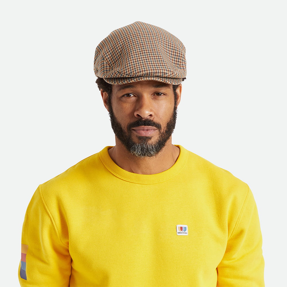 Casquette Plate Pied-de-Poule Hooligan sable-bleu marine BRIXTON