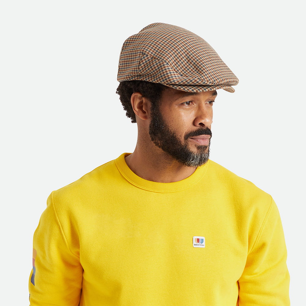 Casquette Plate Pied-de-Poule Hooligan sable-bleu marine BRIXTON