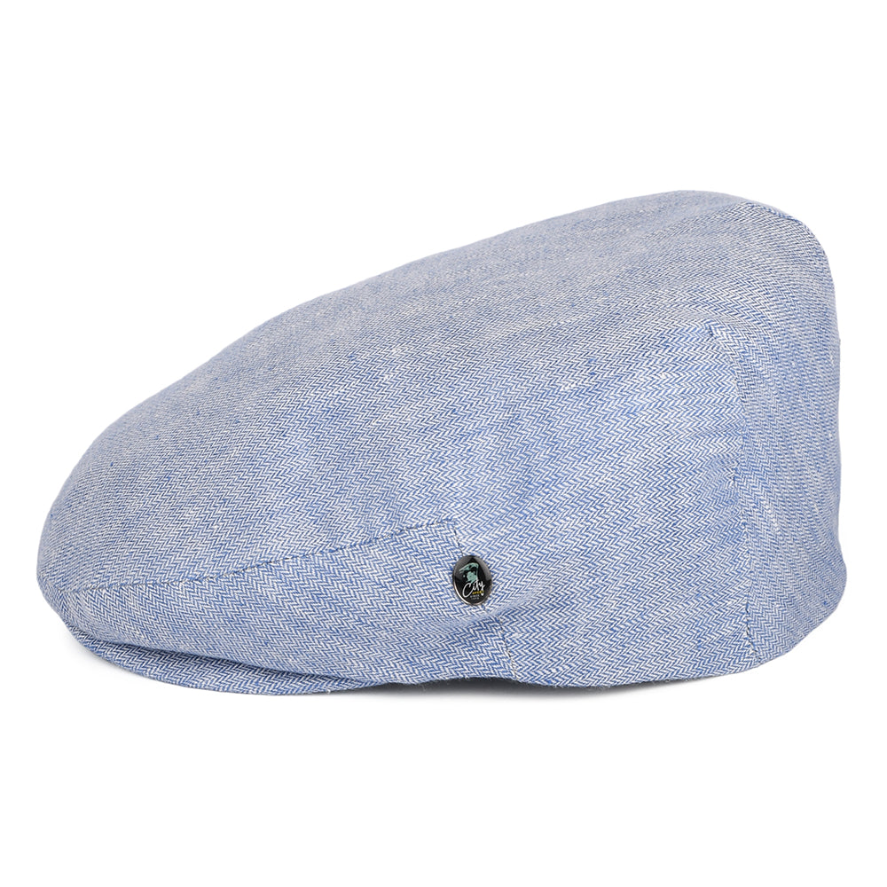 Casquette Plate en Lin à Micro Chevrons bleu CITY SPORT