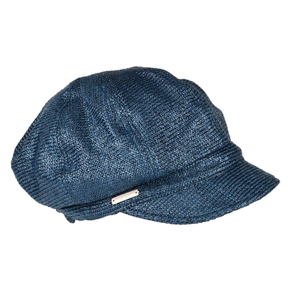 Casquette Gavroche en Imitation Paille bleu denim SEEBERGER