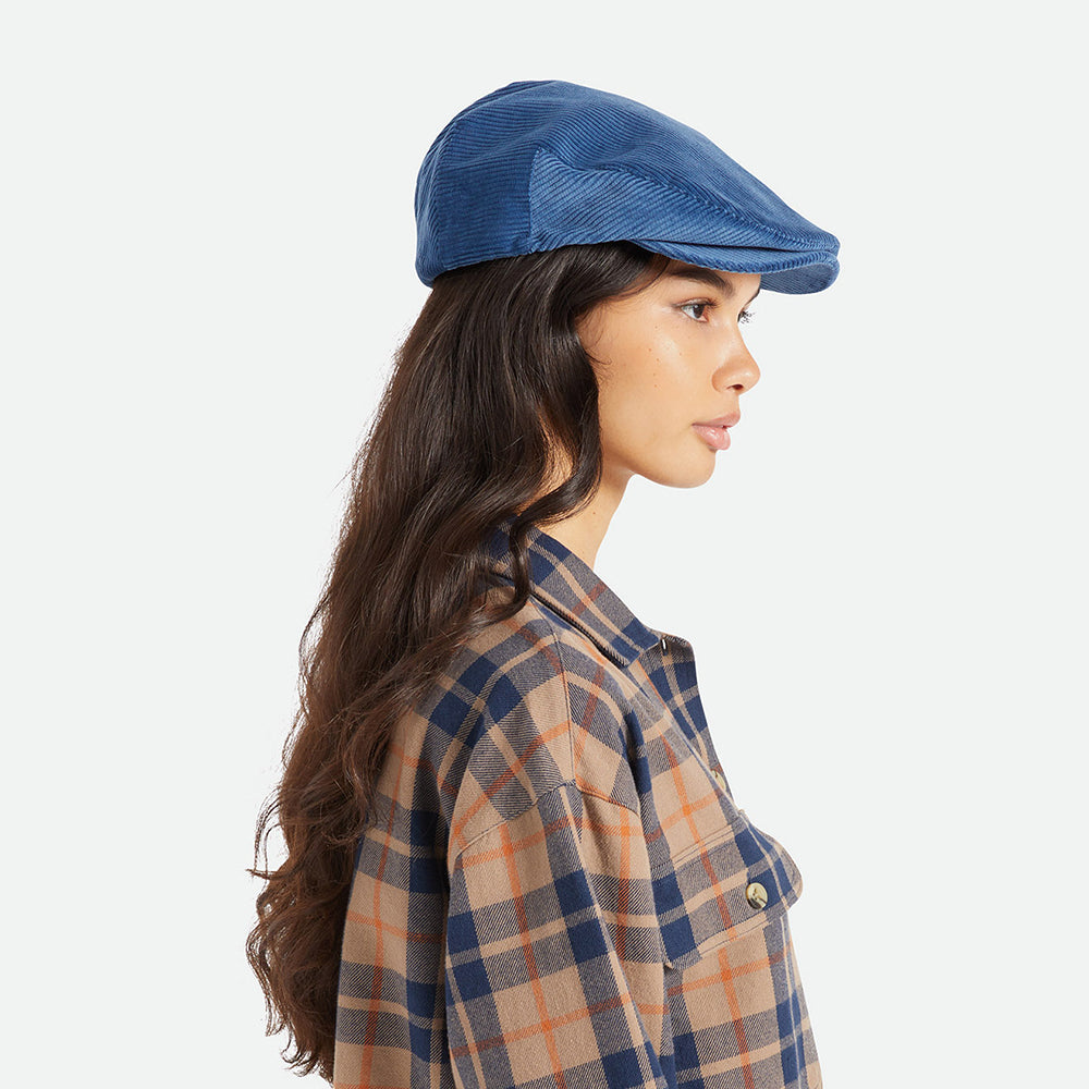 Casquette Plate en Velours Côtelé Hooligan bleu BRIXTON