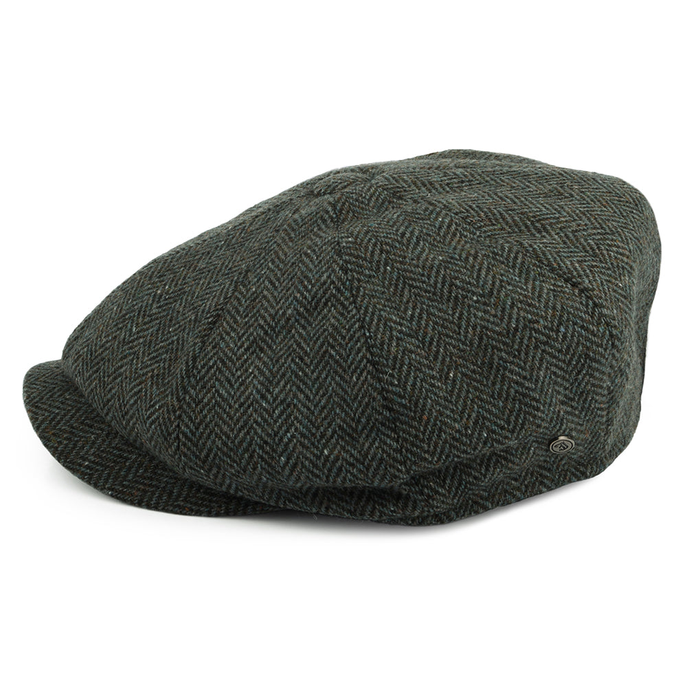 Casquette Gavroche en Tweed du Donegal à Chevrons Bridgetown forêt-sauge JAXON & JAMES
