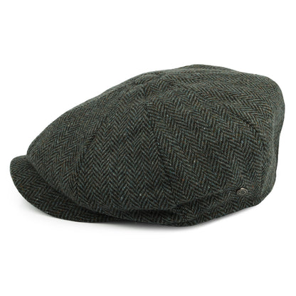 Casquette Gavroche en Tweed du Donegal à Chevrons Bridgetown forêt-sauge JAXON & JAMES