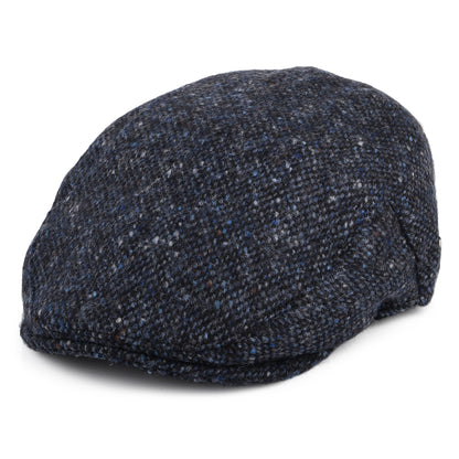 Casquette Plate en Tweed du Donegal Chiné Foyle bleu-noir JAXON & JAMES