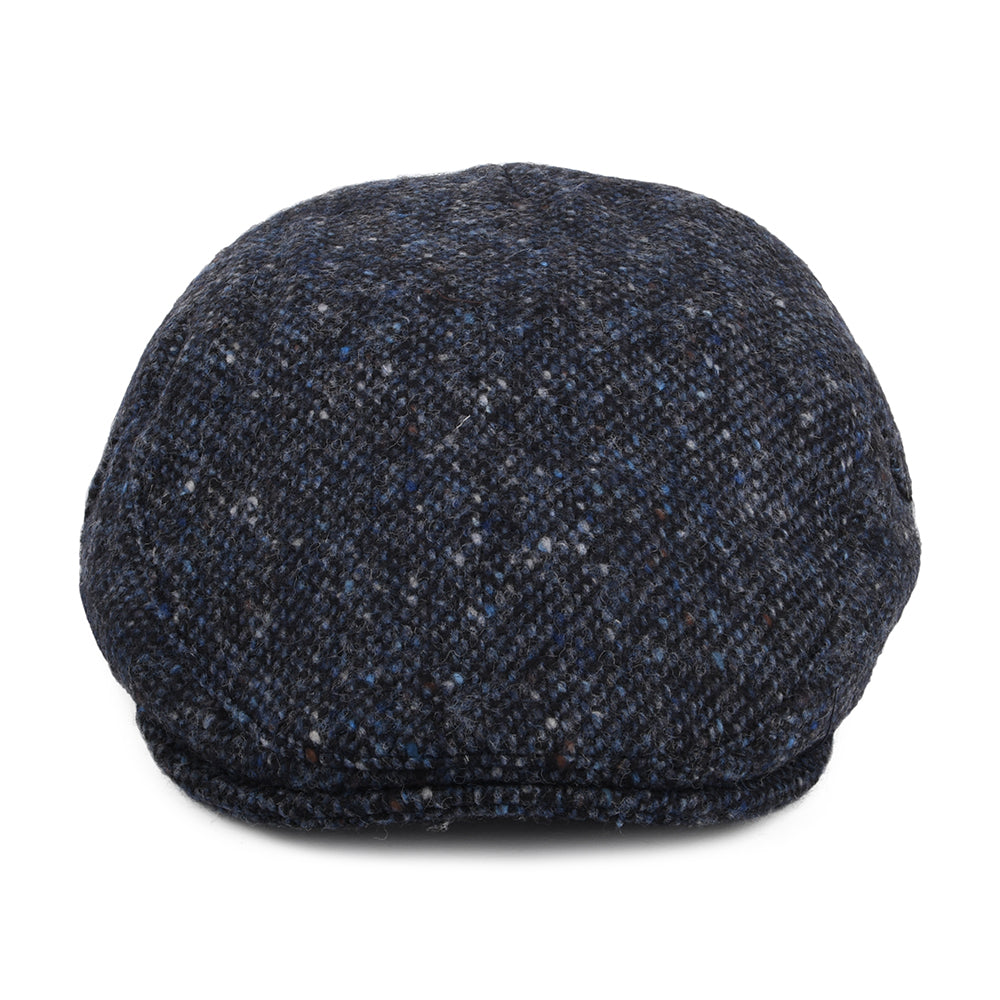 Casquette Plate en Tweed du Donegal Chiné Foyle bleu-noir JAXON & JAMES