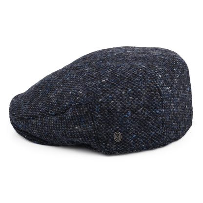 Casquette Plate en Tweed du Donegal Chiné Foyle bleu-noir JAXON & JAMES