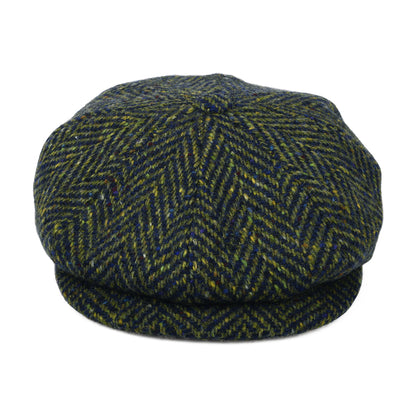 Casquette Gavroche en Tweed du Donegal à Chevrons vert-bleu CITY SPORT