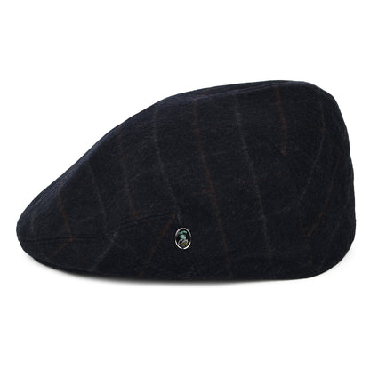 Casquette Plate en Laine Loden à Carreaux bleu marine CITY SPORT