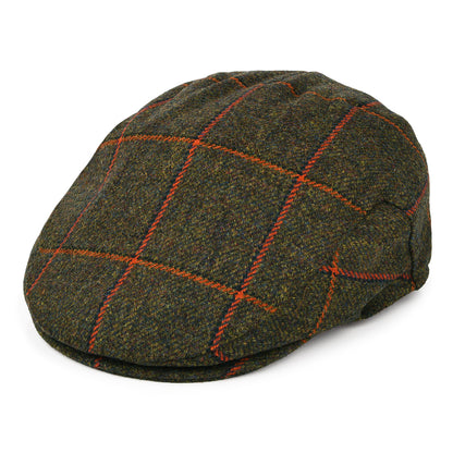 Casquette Plate Imperméable à Carreaux olive-orange FAILSWORTH