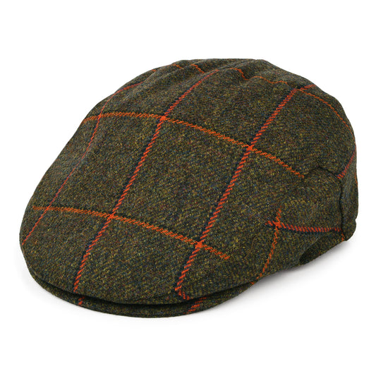 Casquette Plate Imperméable à Carreaux olive-orange FAILSWORTH