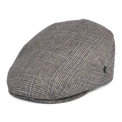 Casquette Plate en Soie et Laine Prince-de-Galles marron-bleu CITY SPORT