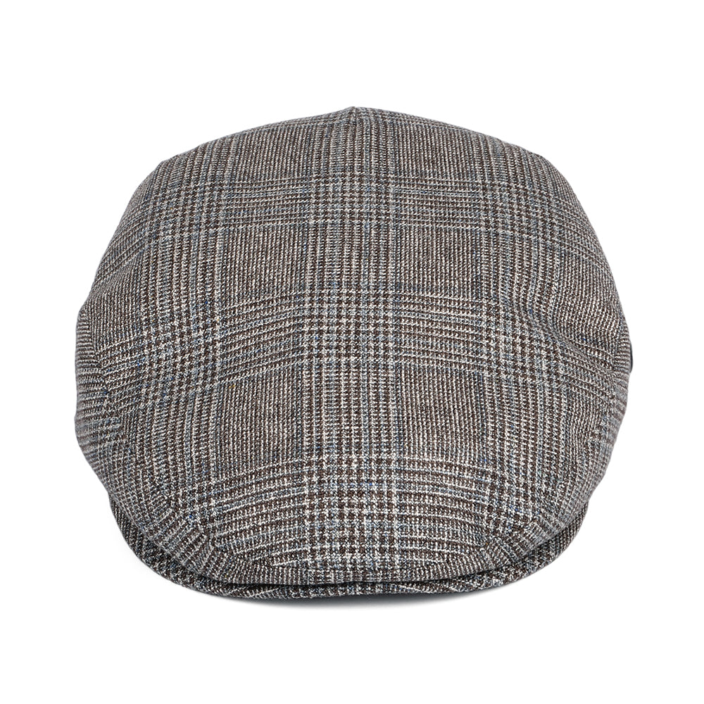 Casquette Plate en Soie et Laine Prince-de-Galles marron-bleu CITY SPORT