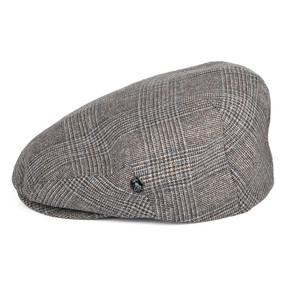Casquette Plate en Soie et Laine Prince-de-Galles marron-bleu CITY SPORT