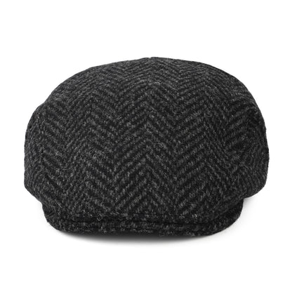 Casquette Plate en Tweed du Donegal Épais à Chevrons Drumbarron noir-anthracite JAXON & JAMES
