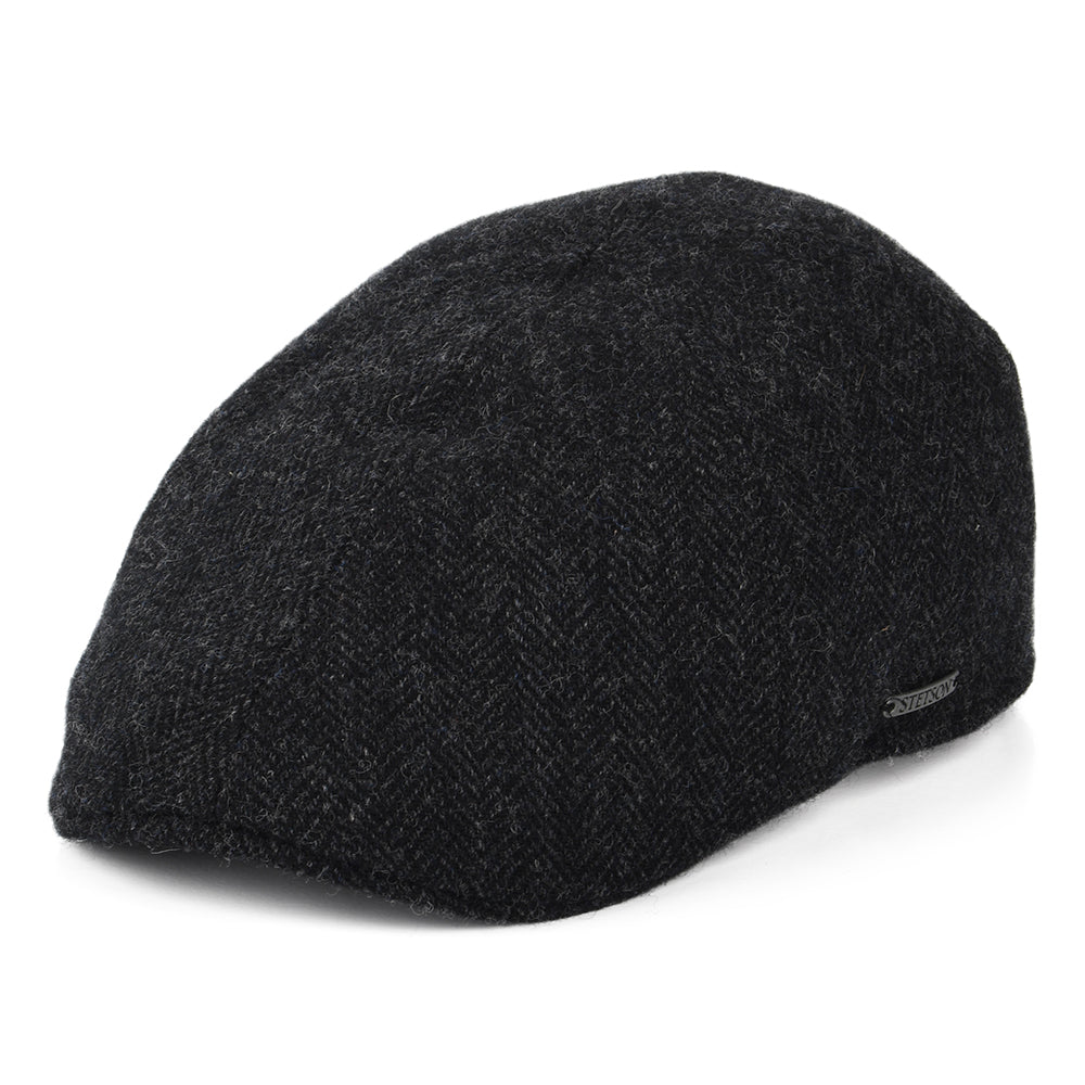 Casquette Plate Bec-de-Canard en Laine à Chevrons gris foncé STETSON