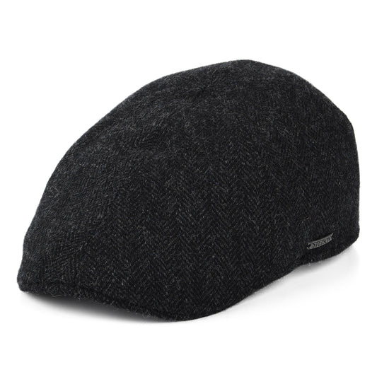 Casquette Plate Bec-de-Canard en Laine à Chevrons gris foncé STETSON