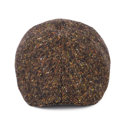 Casquette Plate Bec-de-Canard en Tweed du Donegal bleu marine-cognac STETSON