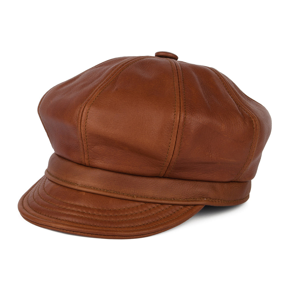 Casquette Gavroche en Cuir Vintage marron NEW YORK HAT COMPANY