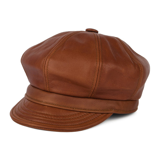 Casquette Gavroche en Cuir Vintage marron NEW YORK HAT COMPANY