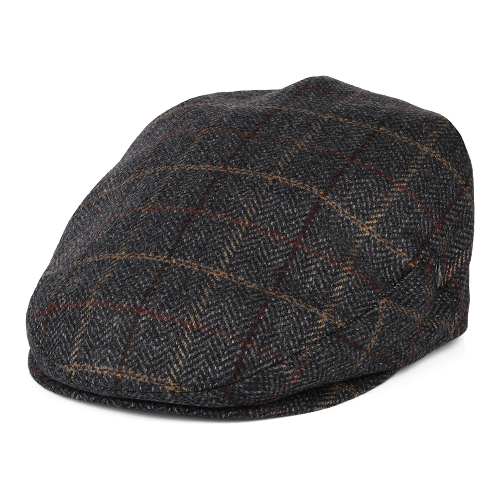Casquette Plate en Laine et Cachemire à Carreaux et Chevrons gris CITY SPORT