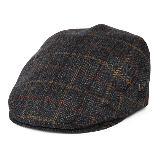 Casquette Plate en Laine et Cachemire à Carreaux et Chevrons gris CITY SPORT