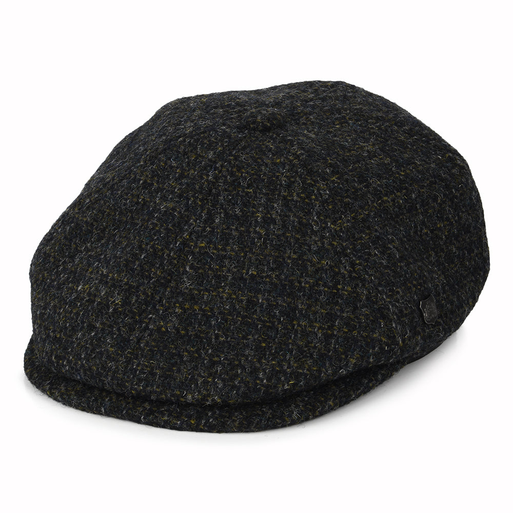 Casquette Gavroche en HARRIS TWEED à Carreaux Hudson anthracite FAILSWORTH