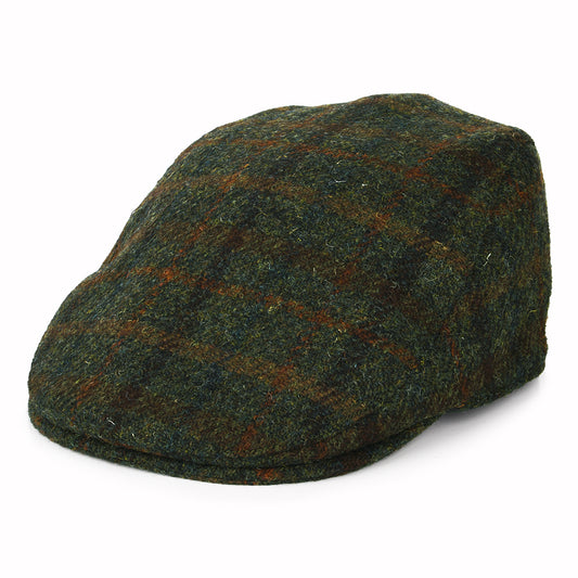 Casquette Plate en HARRIS TWEED Avec Protège-Oreilles à Carreaux Oban olive-rouille FAILSWORTH