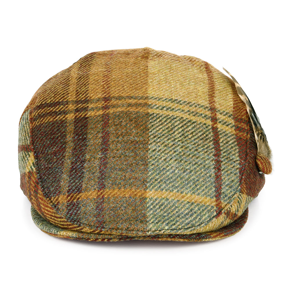 Casquette Plate en Laine Britannique Tartan Plume moutarde-marron-vin FAILSWORTH