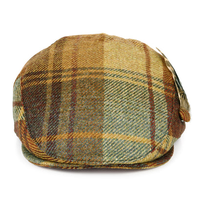Casquette Plate en Laine Britannique Tartan Plume moutarde-marron-vin FAILSWORTH