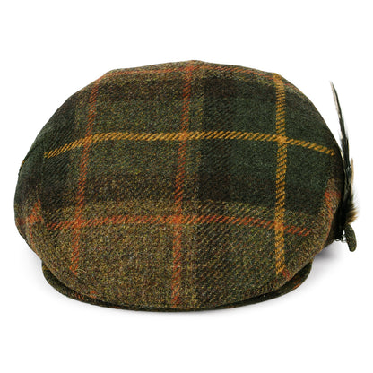 Casquette Plate en Laine Britannique Tartan Plume vert-marron-moutarde FAILSWORTH